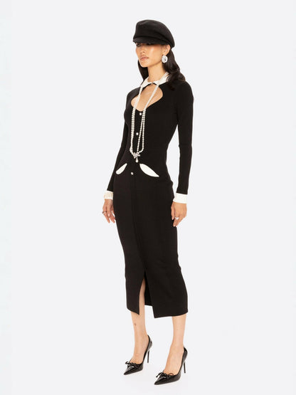 Nana Jacqueline Colette Knit Maxi Dress: Black Maxi Dress for Cocktail Party Black