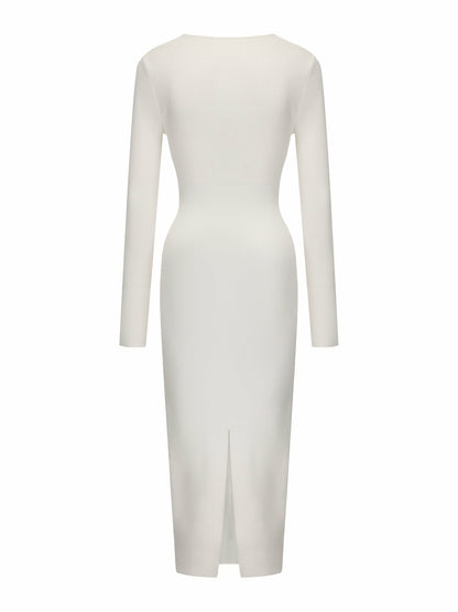 Nana Jacqueline Rylee Knit Dress: White Midi Dress for Bridal Shower White