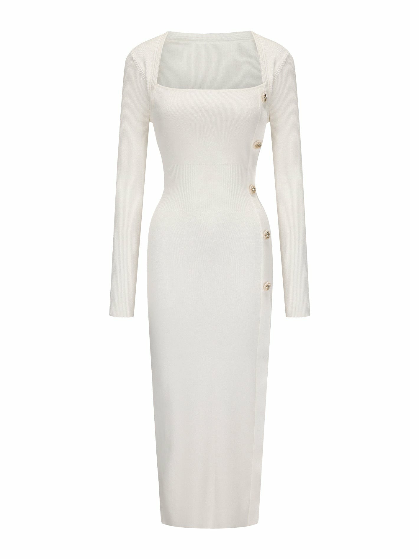 Nana Jacqueline Rylee Knit Dress: White Midi Dress for Bridal Shower White