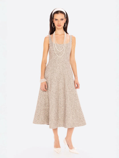 Nana Jacqueline Josephine Dress: Gray Midi Dress for Garden Party Gray