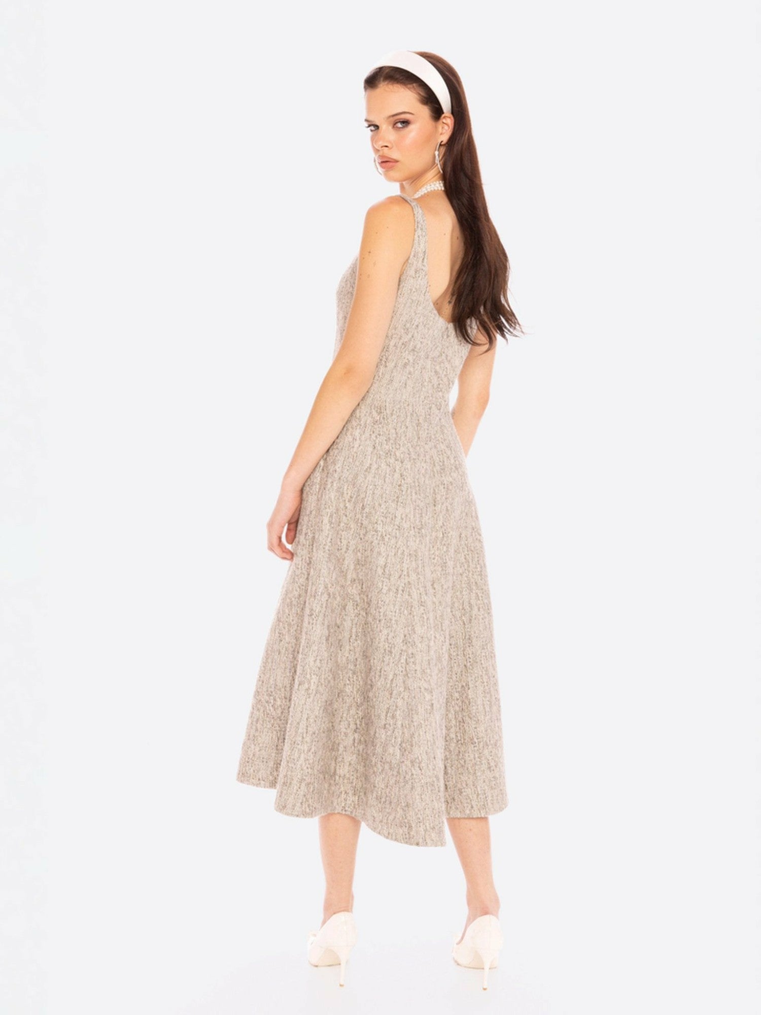 Nana Jacqueline Josephine Dress: Gray Midi Dress for Garden Party Gray