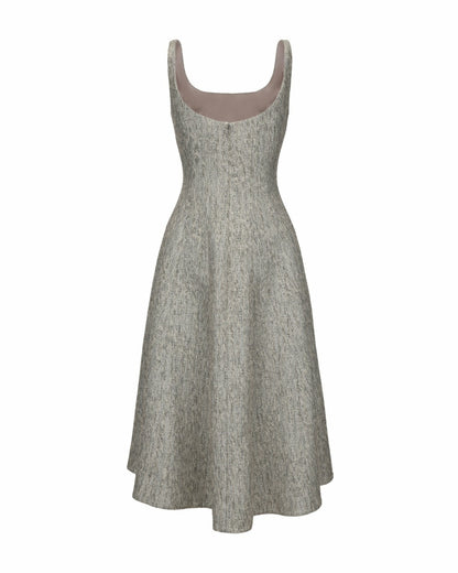 Nana Jacqueline Josephine Dress: Gray Midi Dress for Garden Party Gray