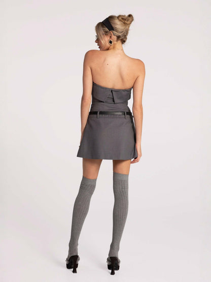 Nana Jacqueline Ashley Dress: Grey Mini Dress for Date Night Grey