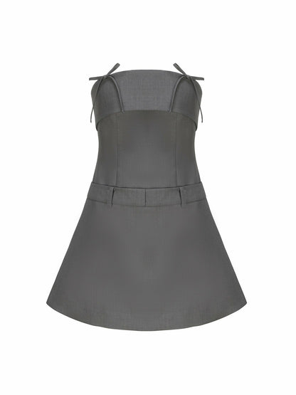 Nana Jacqueline Ashley Dress: Grey Mini Dress for Date Night Grey