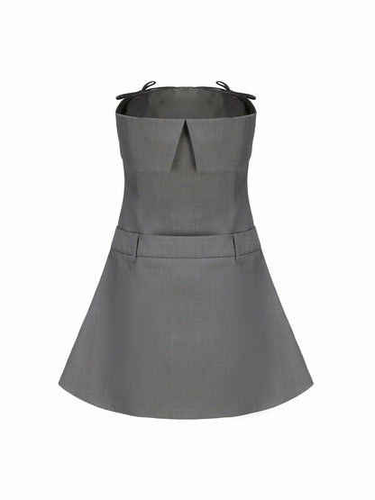 Nana Jacqueline Ashley Dress: Grey Mini Dress for Date Night Grey