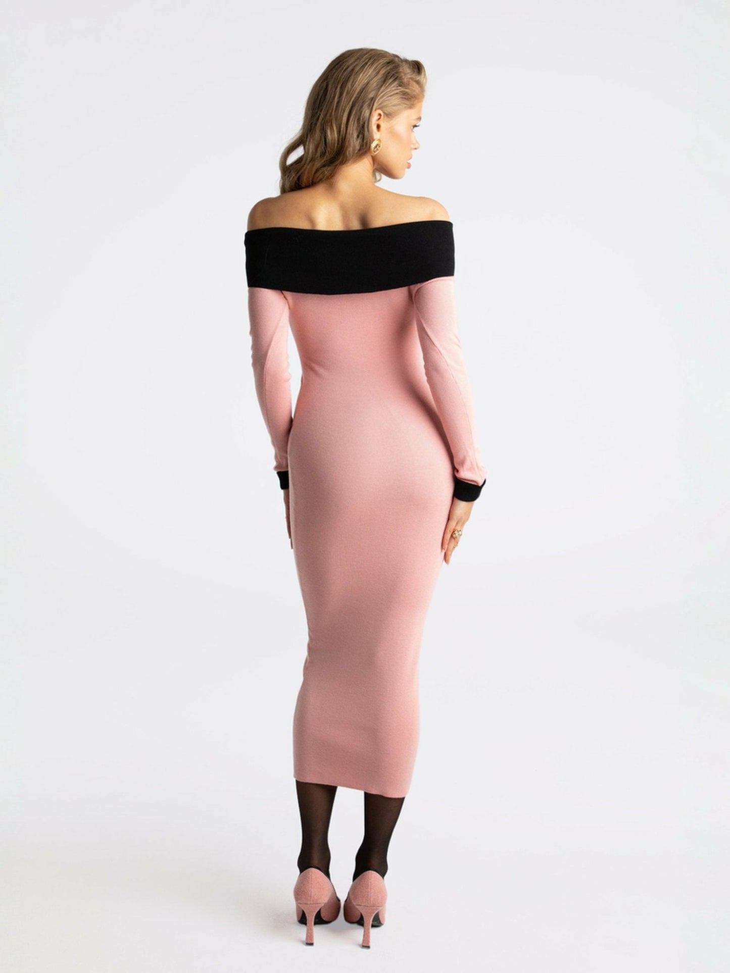 Nana Jacqueline Annie Knit Dress: Pink Midi Dress for Brunch Pink