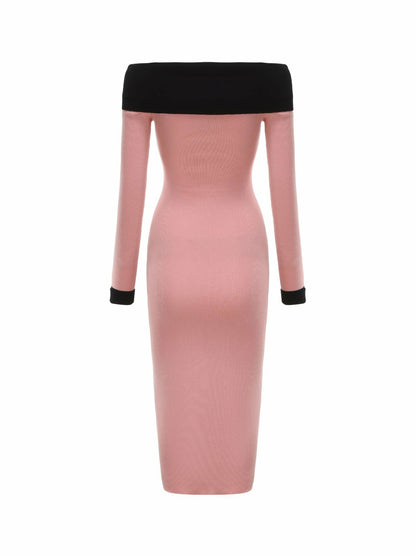 Nana Jacqueline Annie Knit Dress: Pink Midi Dress for Brunch Pink