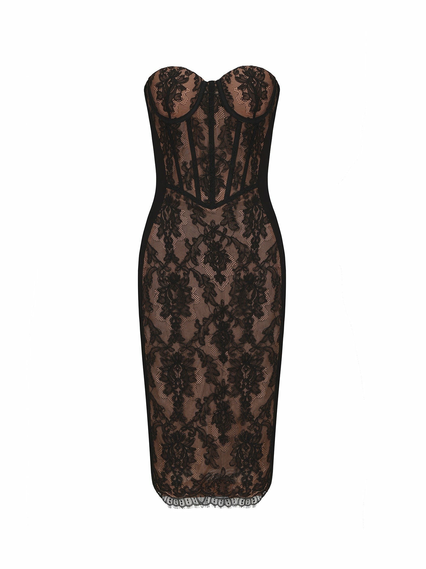 Nana Jacqueline Elsa Lace Dress: Black Midi Dress for Cocktail Party Black