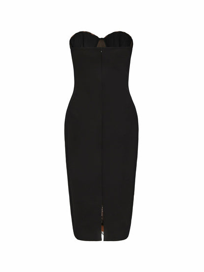 Nana Jacqueline Elsa Lace Dress: Black Midi Dress for Cocktail Party Black