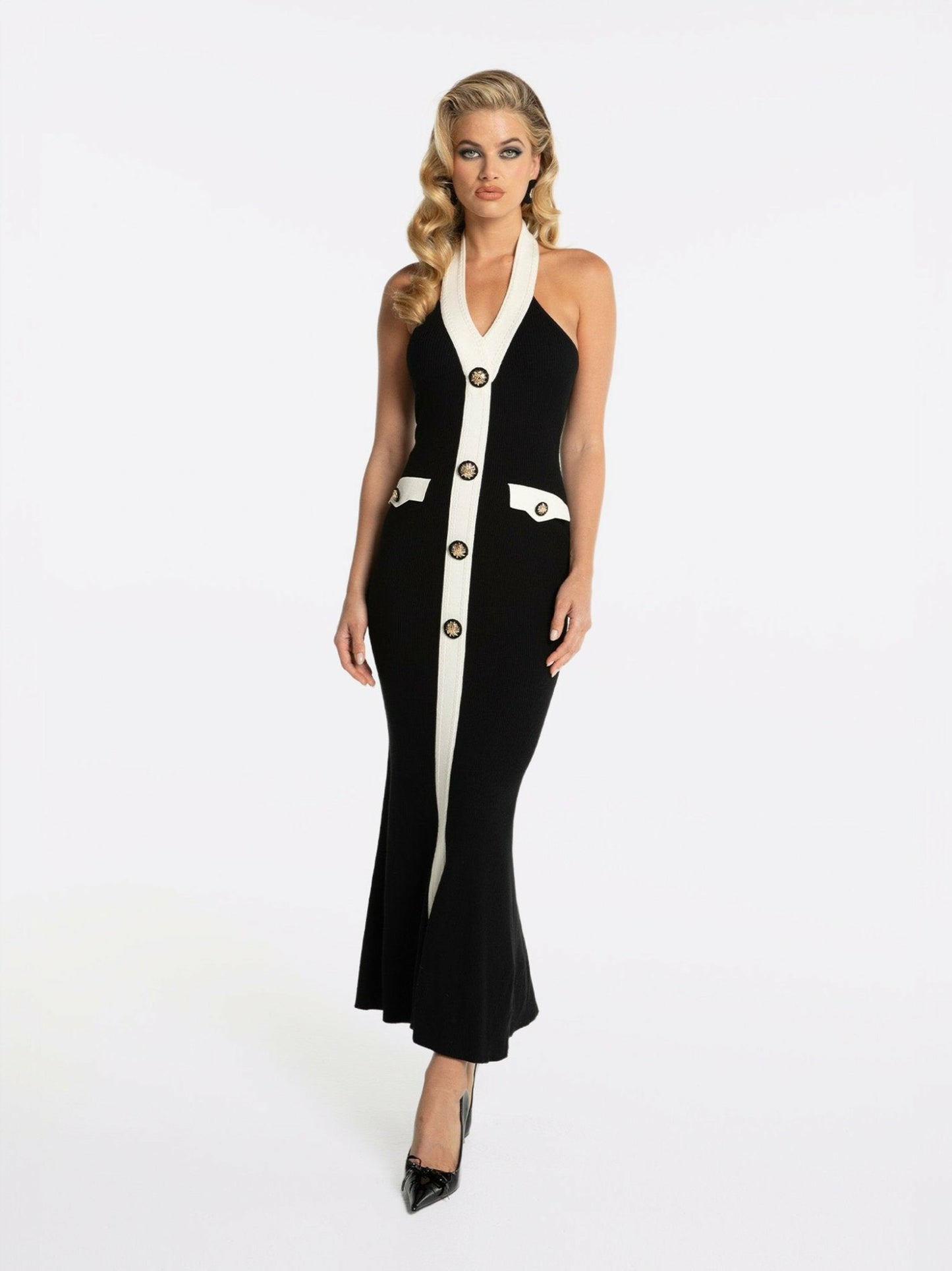 Nana Jacqueline Regina Knit Dress: Black Maxi Dress for Cocktail Party Black