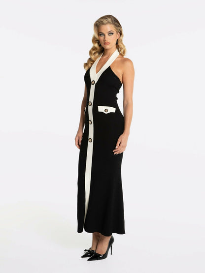 Nana Jacqueline Regina Knit Dress: Black Maxi Dress for Cocktail Party Black