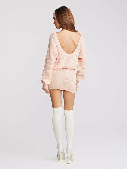 Nana Jacqueline Kendall Knit Dress: Peach Knit Dress for Brunch Peach