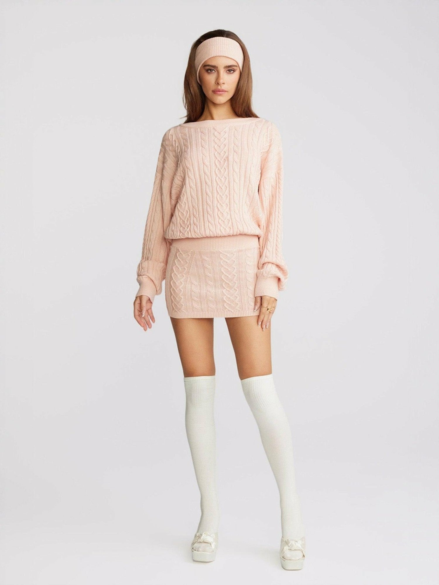 Nana Jacqueline Kendall Knit Dress: Peach Knit Dress for Brunch Peach