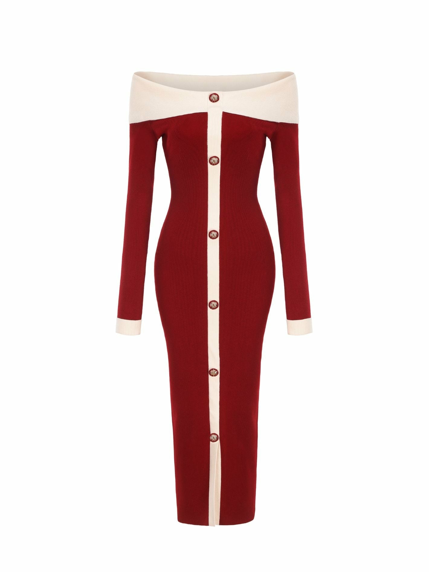 Nana Jacqueline Annie Knit Dress: Red Midi Dress for Date Night Red