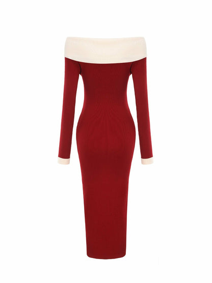 Nana Jacqueline Annie Knit Dress: Red Midi Dress for Date Night Red