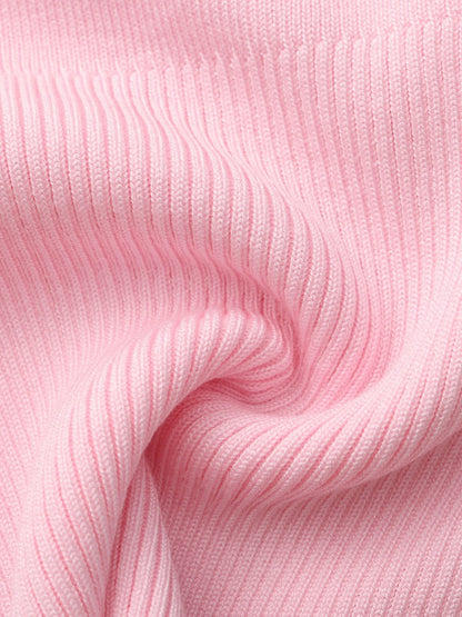 Nana Jacqueline Pink Contrast-Trim Fitted Knit Top Pink