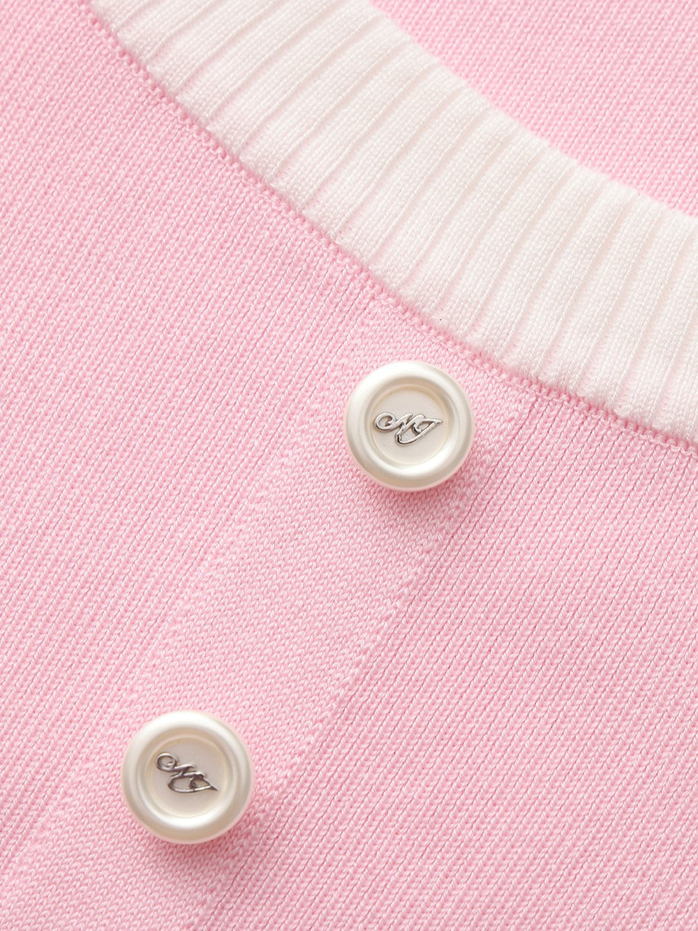 Nana Jacqueline Pink Contrast-Trim Fitted Knit Top Pink