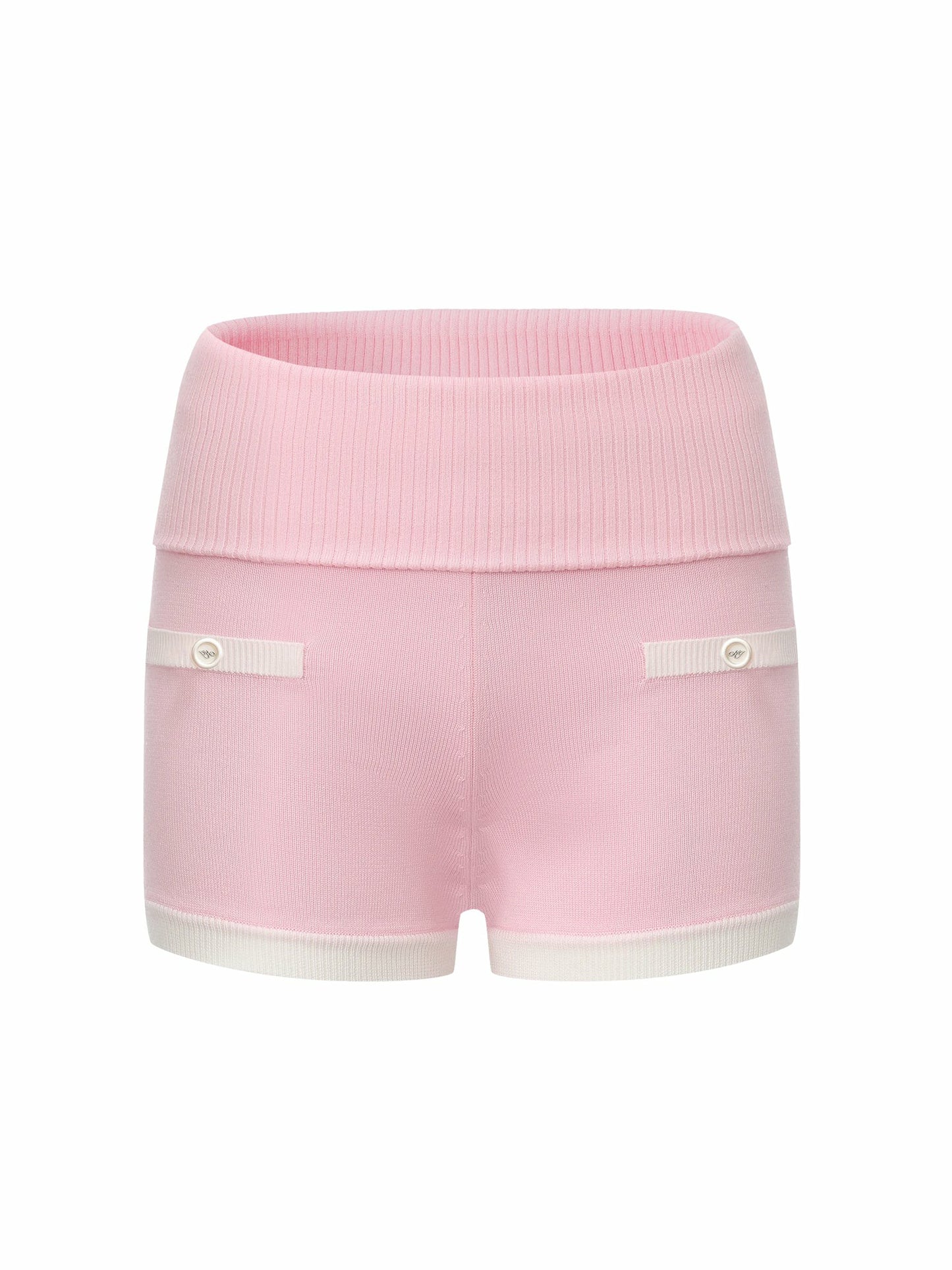 Nana Jacqueline Pink Fold-Over Waist Knit Shorts Pink