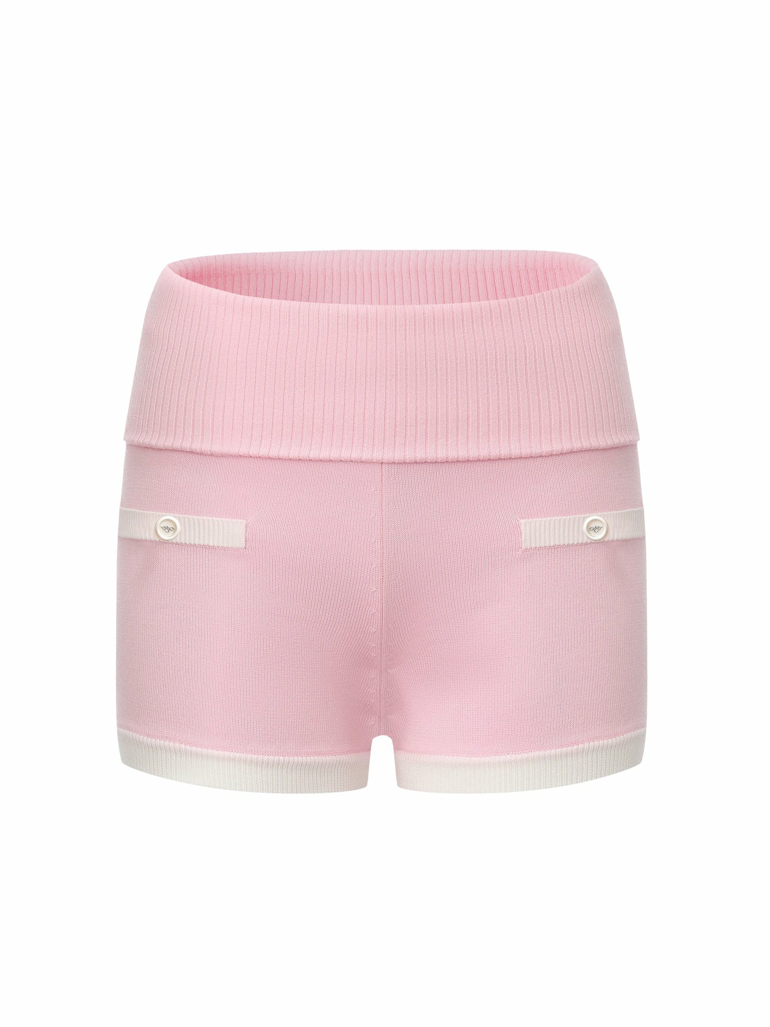 Nana Jacqueline Pink Fold-Over Waist Knit Shorts Pink