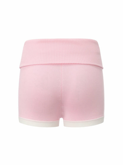 Nana Jacqueline Pink Fold-Over Waist Knit Shorts Pink