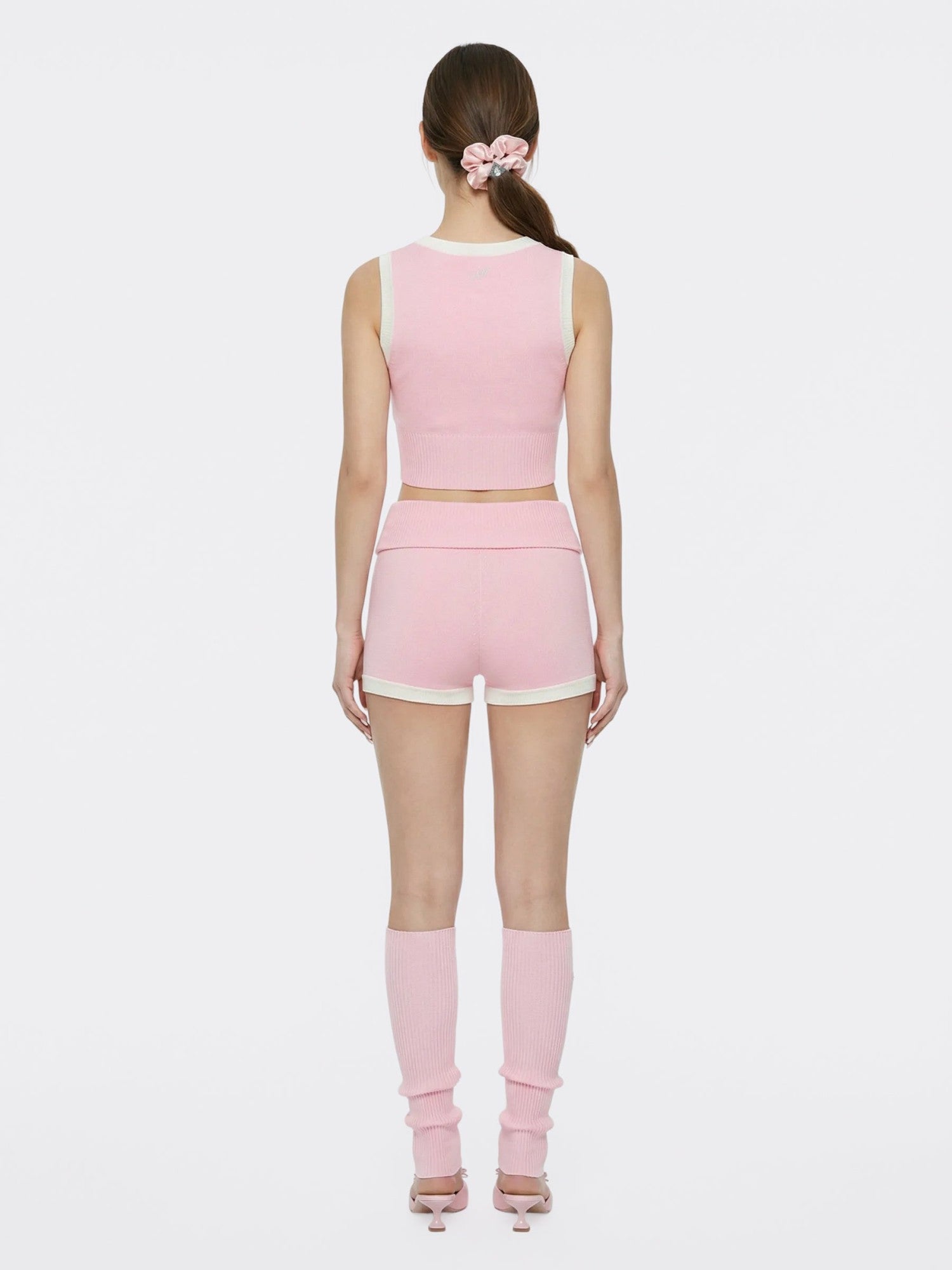 Nana Jacqueline Pink Fold-Over Waist Knit Shorts Pink