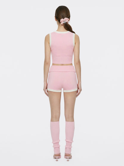 Nana Jacqueline Pink Fold-Over Waist Knit Shorts Pink