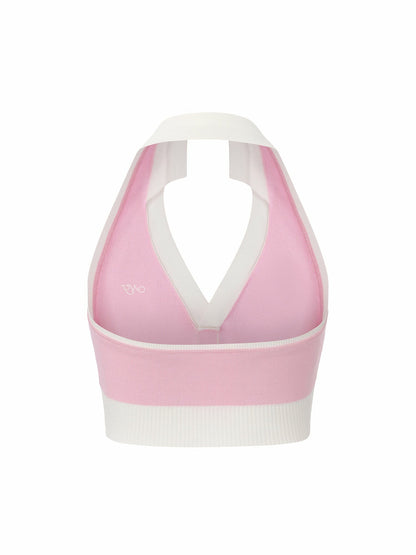 Nana Jacqueline Pink Contrast Halter Knit Top Pink
