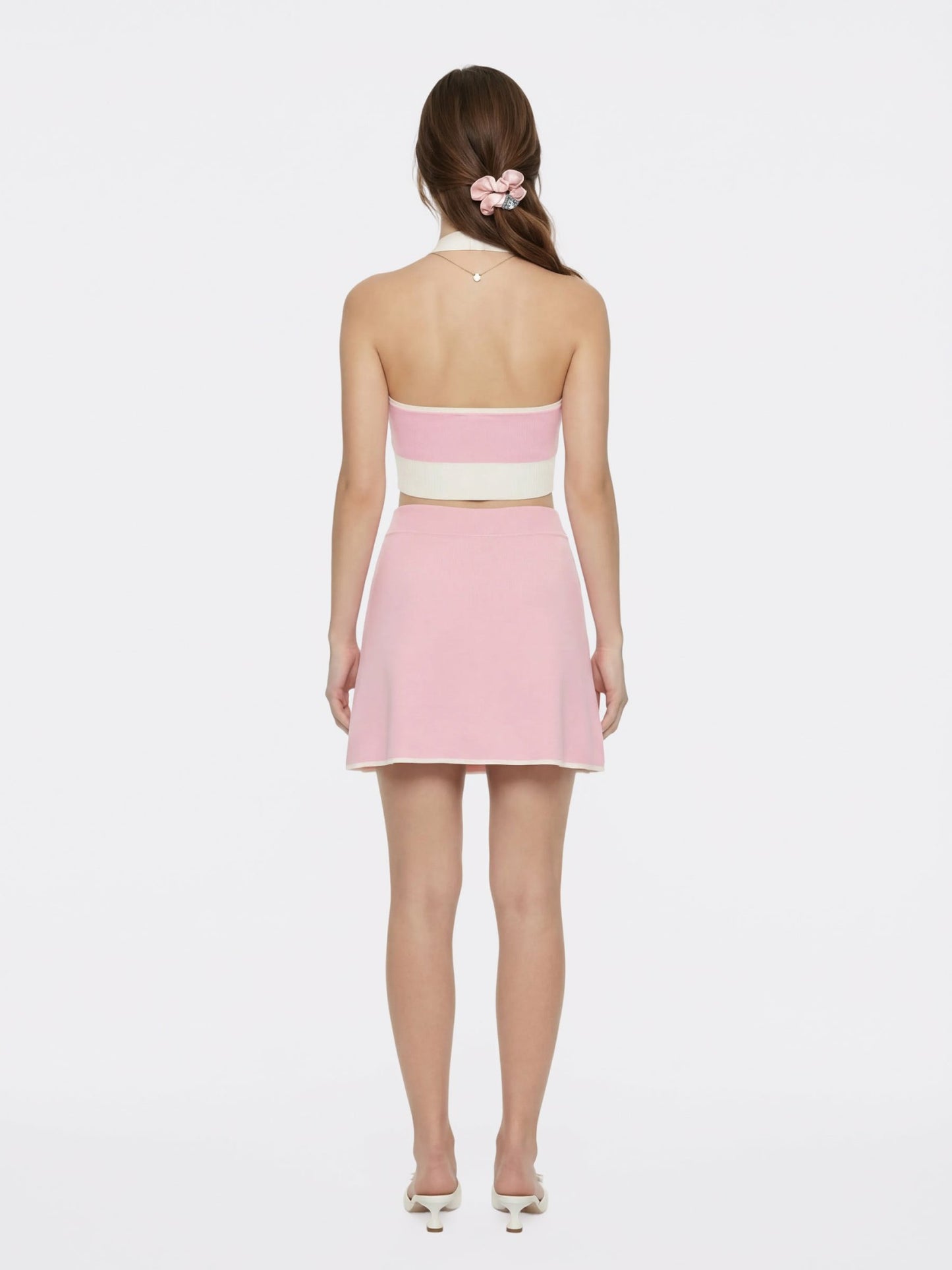 Nana Jacqueline Pink Contrast A-Line Skirt Pink