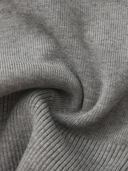 Nana Jacqueline Grey Contrast-Trim Knit Top with Pearl Buttons Grey