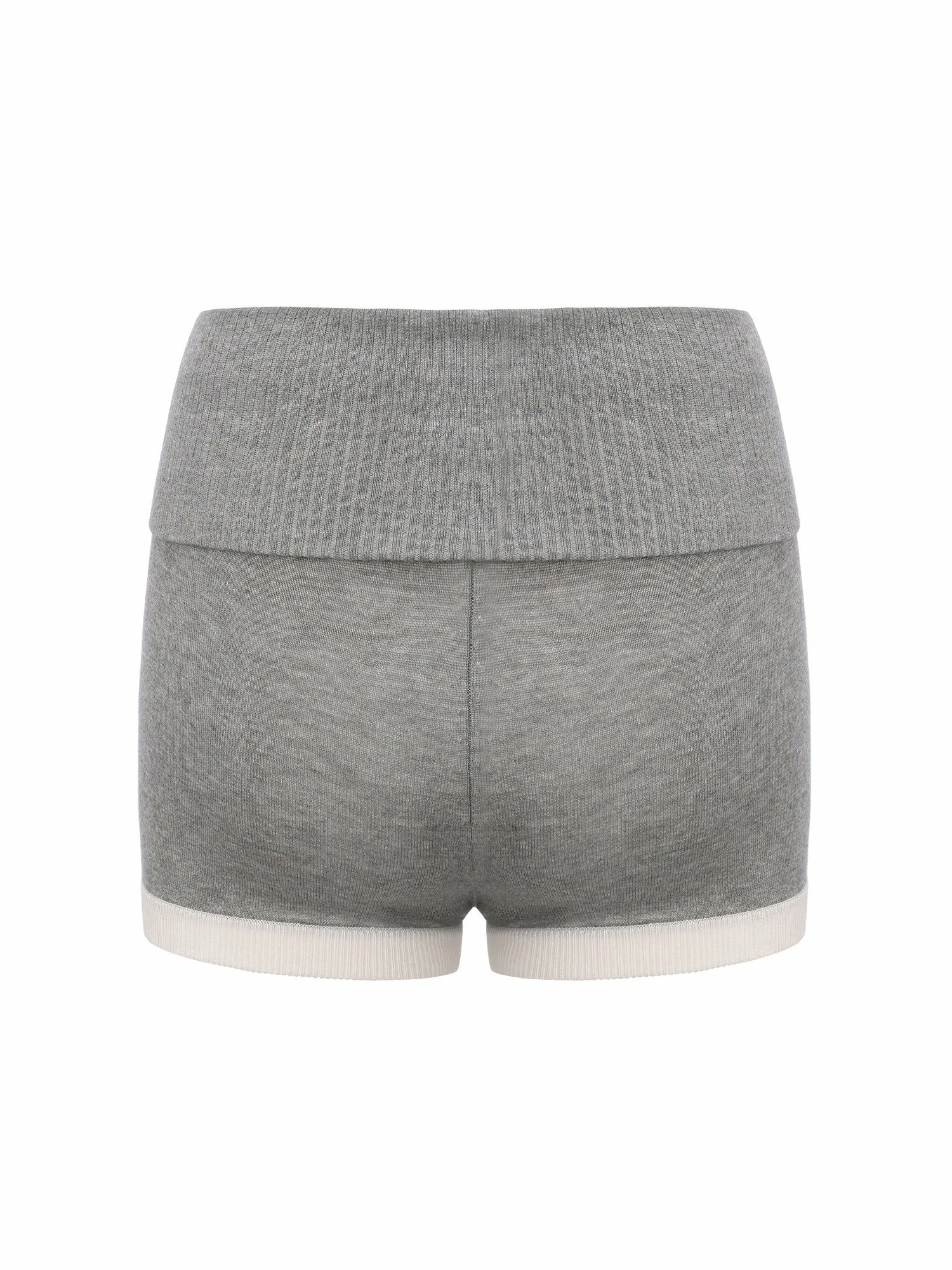 Nana Jacqueline Grey Knit Shorts with Fold-Over Waistband Grey