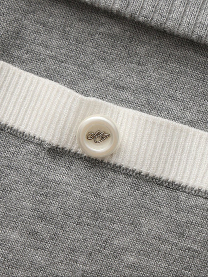 Nana Jacqueline Grey Knit Shorts with Fold-Over Waistband Grey