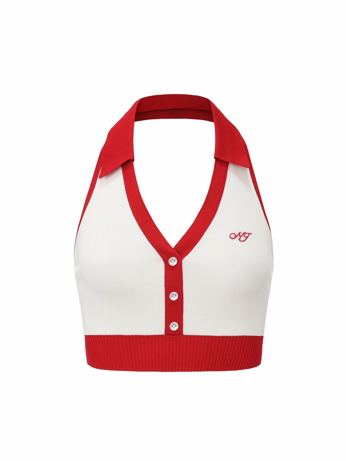 Nana Jacqueline White Contrast Halter Knit Top White