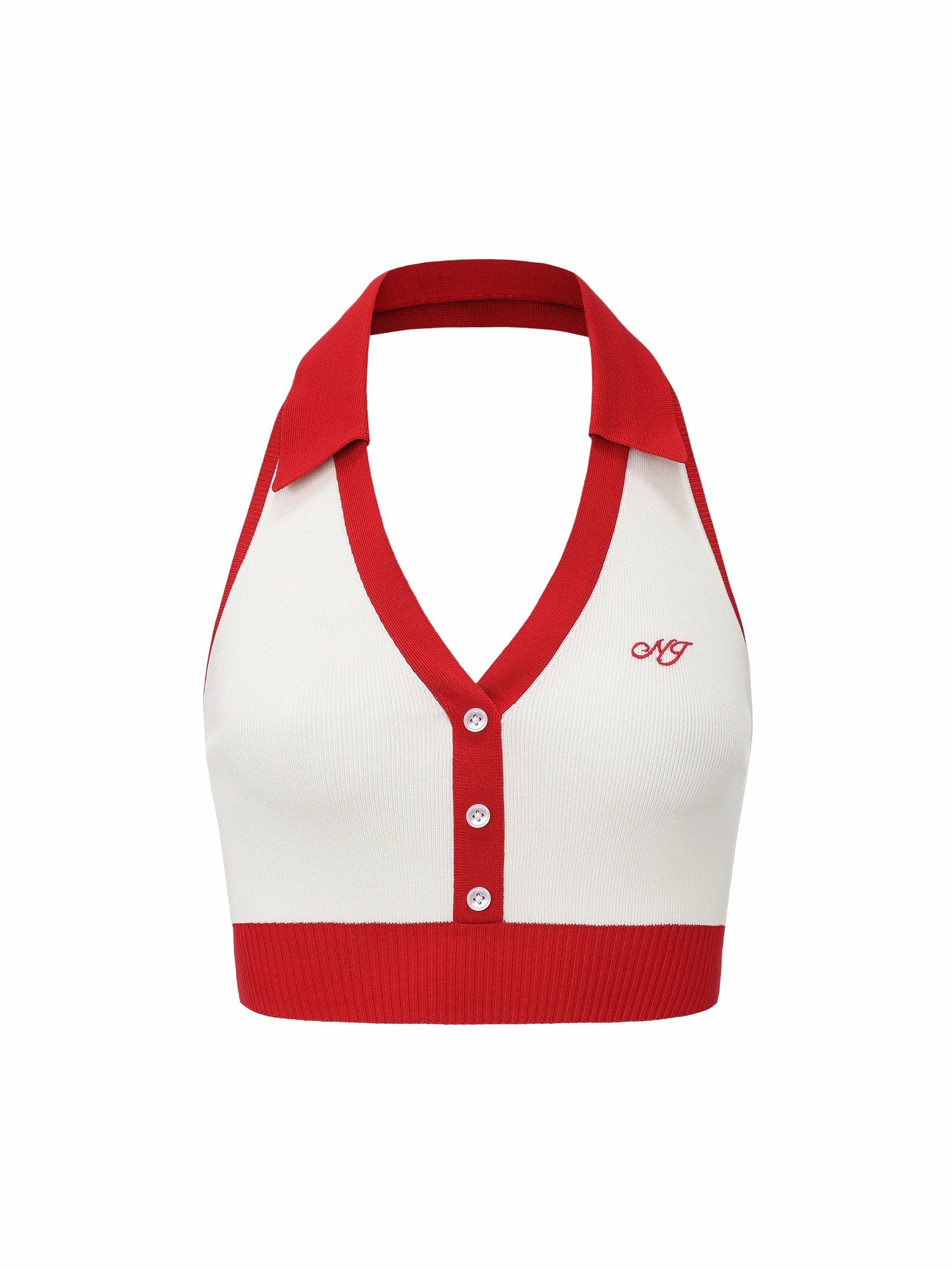 Nana Jacqueline White Contrast Halter Knit Top White