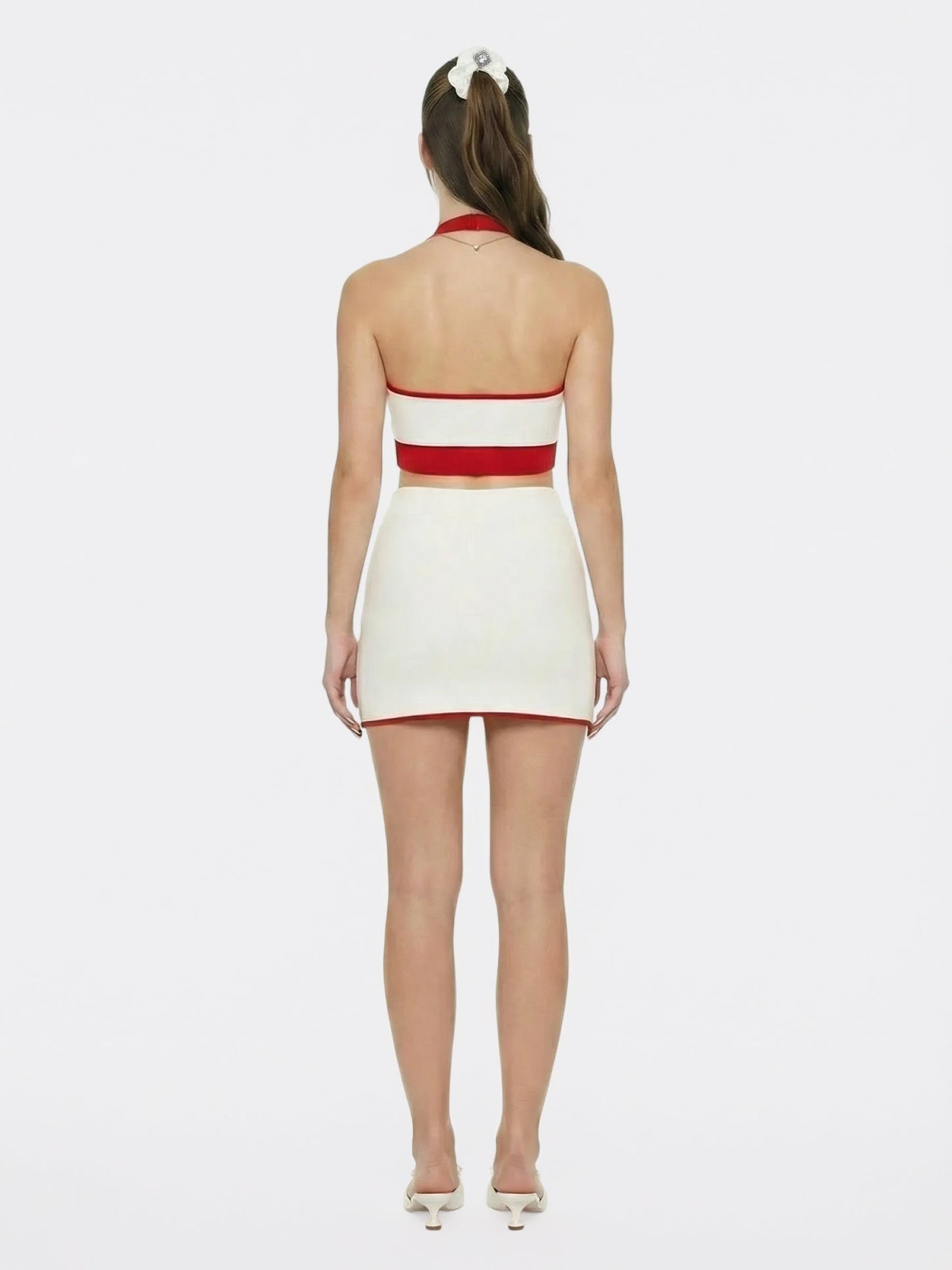 Nana Jacqueline White Contrast Halter Knit Top White