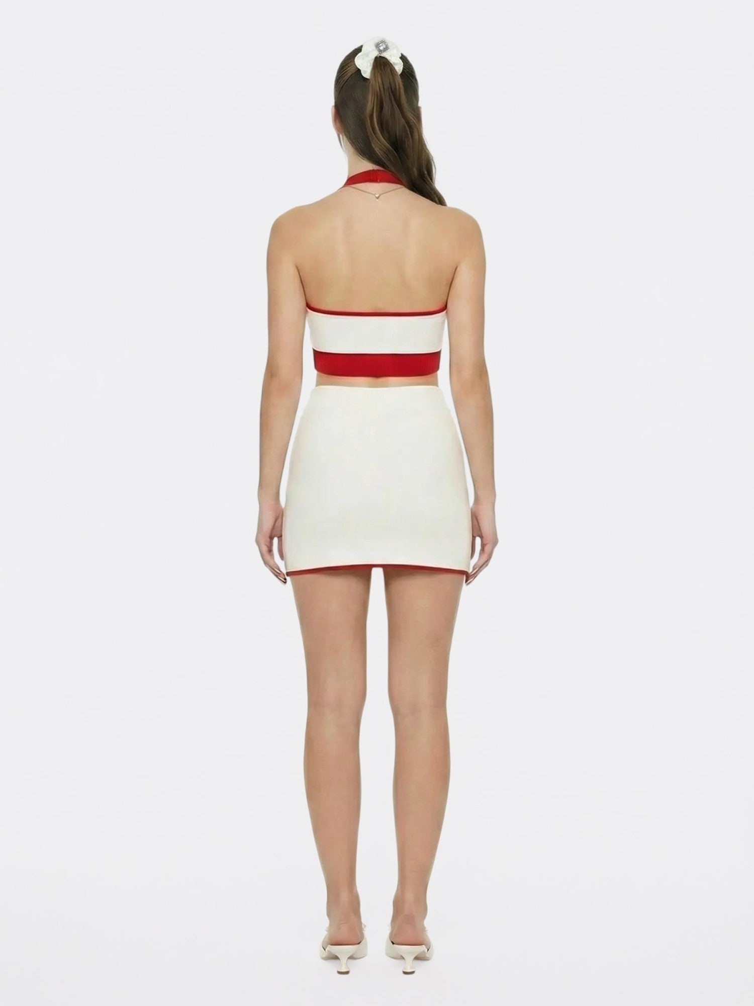 Nana Jacqueline White Contrast Halter Knit Top White