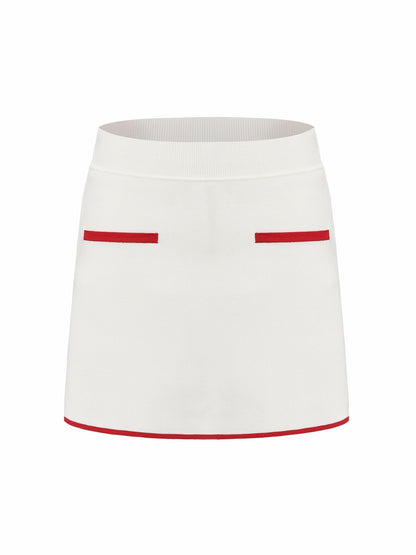 Nana Jacqueline White Contrast A-Line Skirt White