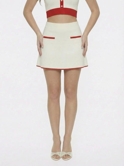 Nana Jacqueline White Contrast A-Line Skirt White