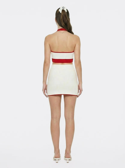 Nana Jacqueline White Contrast A-Line Skirt White