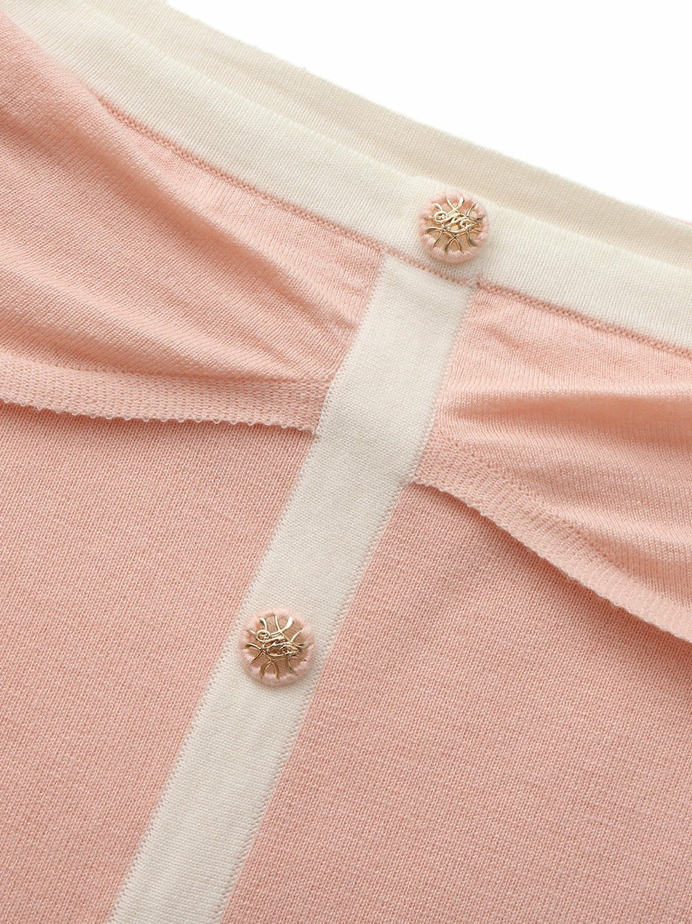 Nana Jacqueline Colette Off-Shoulder Contrast Knit Blush Pink Top Pink