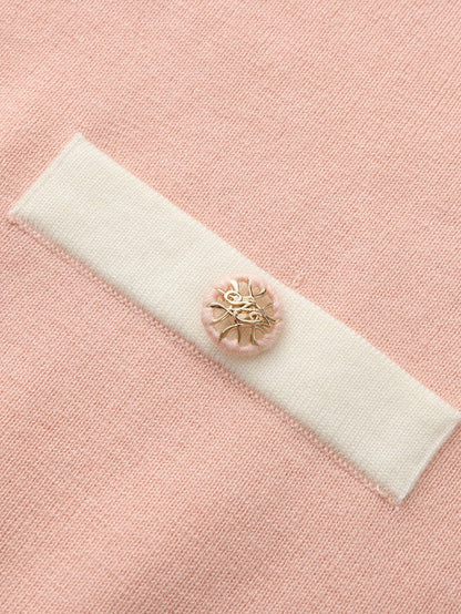 Nana Jacqueline Colette Off-Shoulder Contrast Knit Blush Pink Top Pink