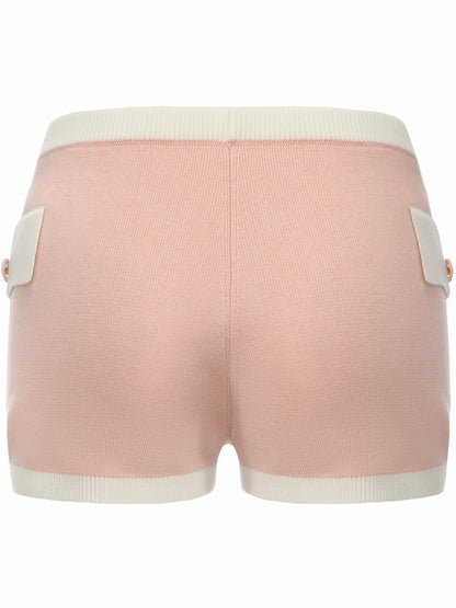 Nana Jacqueline Colette Contrast Knit Blush Pink Lounge Shorts Pink