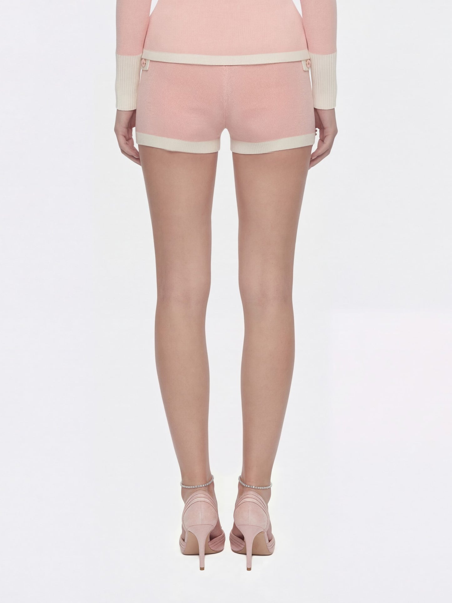Nana Jacqueline Colette Contrast Knit Blush Pink Lounge Shorts Pink