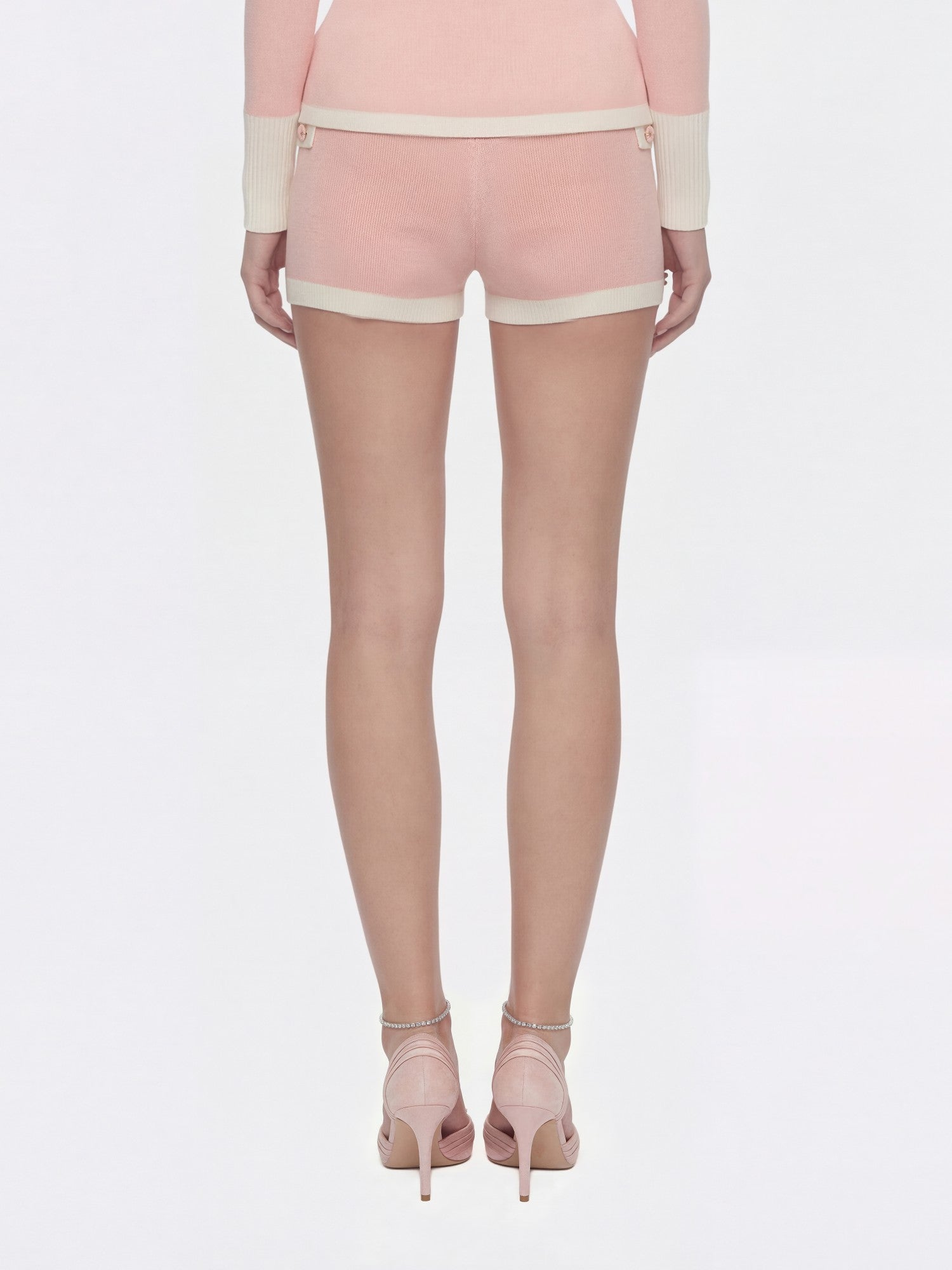 Nana Jacqueline Colette Contrast Knit Blush Pink Lounge Shorts Pink