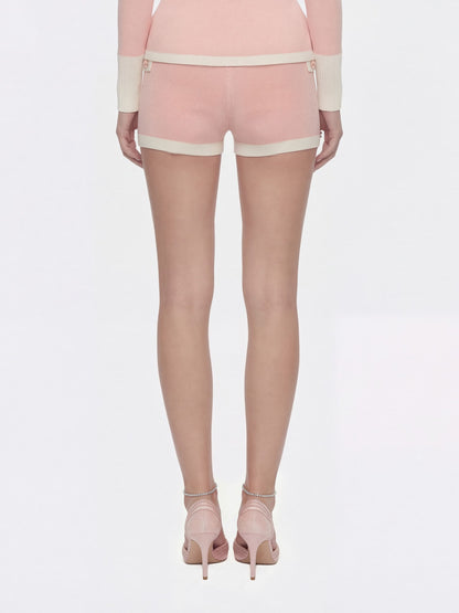 Nana Jacqueline Colette Contrast Knit Blush Pink Lounge Shorts Pink