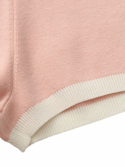 Nana Jacqueline Colette Contrast Knit Blush Pink Lounge Shorts Pink