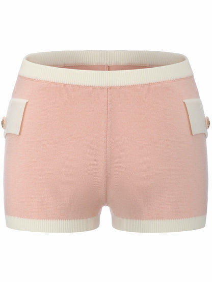 Nana Jacqueline Colette Contrast Knit Blush Pink Lounge Shorts Pink