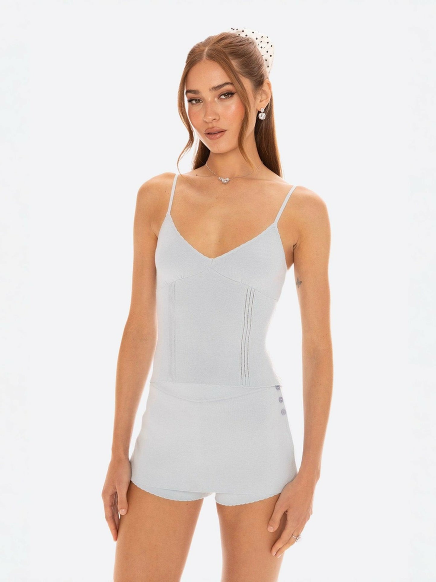 Nana Jacqueline Carrie Top: Blue Knit Top for Resort Brunch Blue