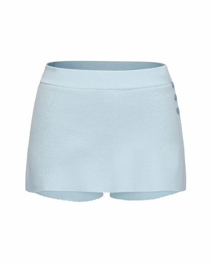 Nana Jacqueline Carrie Shorts: Blue Knit Shorts for Resort Brunch Blue
