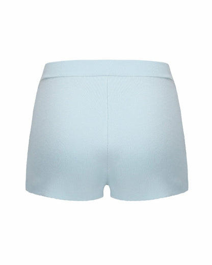 Nana Jacqueline Carrie Shorts: Blue Knit Shorts for Resort Brunch Blue