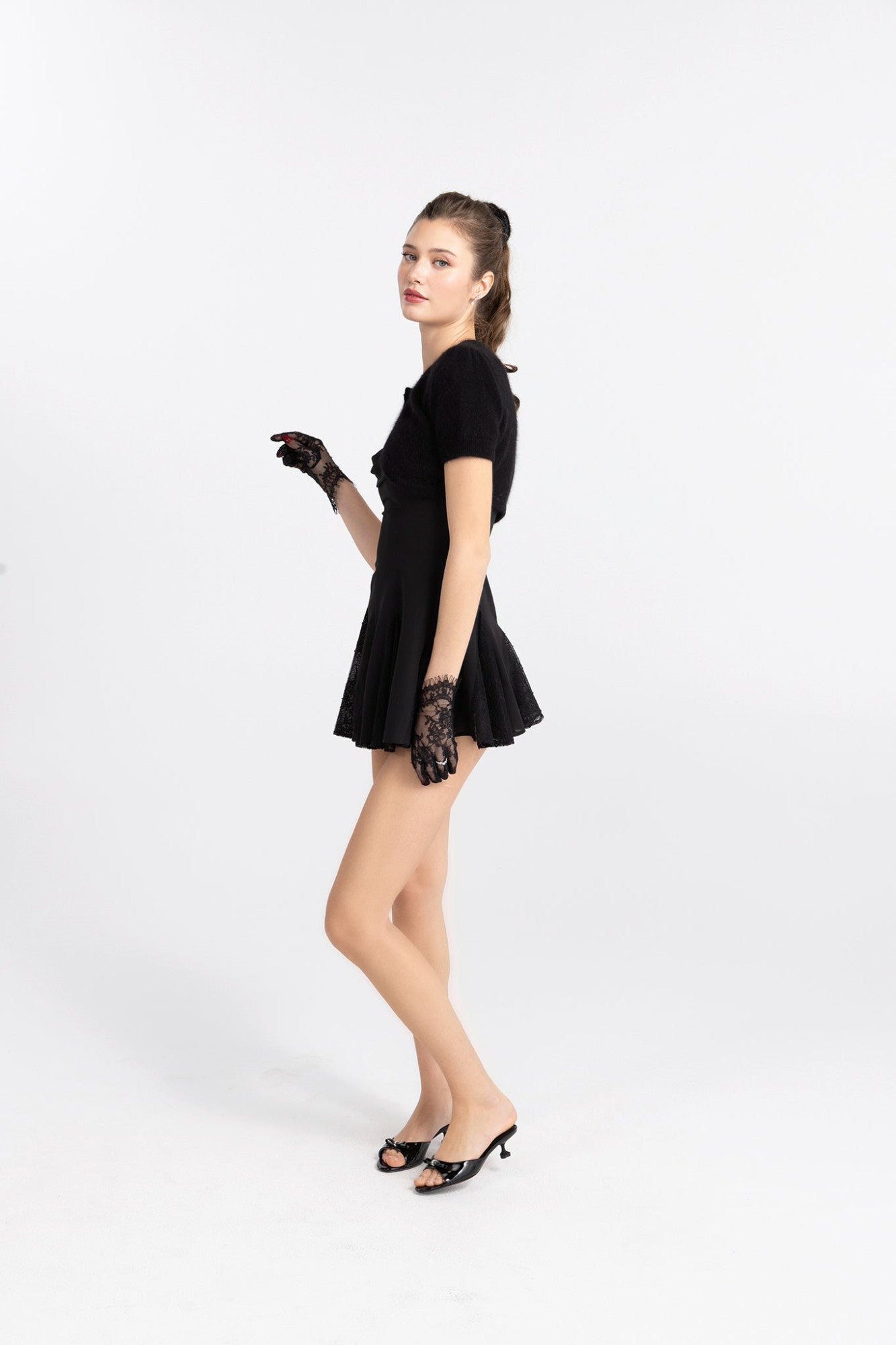 Nana Jacqueline Elara Knitted Cropped Cardigan: Black Cardigan for Date Night Black